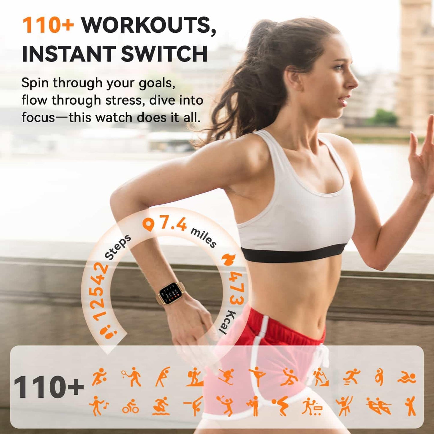 Smart Watch for Women(3 Bands), Smartwatch Fitness Tracker with Bluetooth Calls & AI Voice Control, 1.85’’ HD Screen, Heart Rate/SpO2 Monitor, Sleep Tracker, Compatible with Android iOS (Gold)