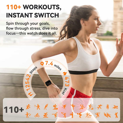 Smart Watch for Women(3 Bands), Smartwatch Fitness Tracker with Bluetooth Calls & AI Voice Control, 1.85’’ HD Screen, Heart Rate/SpO2 Monitor, Sleep Tracker, Compatible with Android iOS (Gold)