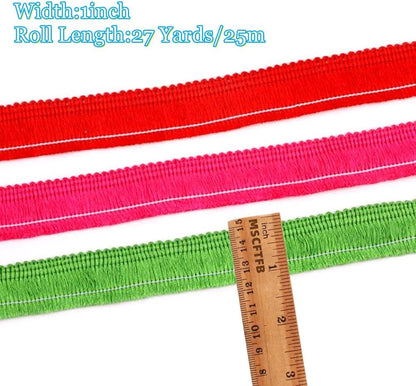 27 Yards Polyester Fringe,1inch Wide Tassel Fringe Trim,Decorative Lace Ribbon Boho Fabric Border Trim for Girls Clothing Curtain Dress Skirt Bag Sewing Craft(Yellow)