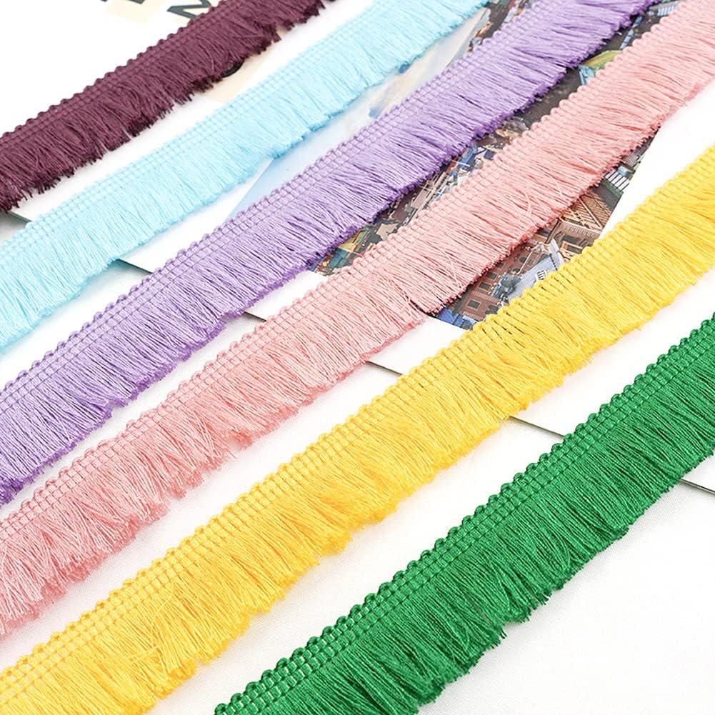 27 Yards Polyester Fringe,1inch Wide Tassel Fringe Trim,Decorative Lace Ribbon Boho Fabric Border Trim for Girls Clothing Curtain Dress Skirt Bag Sewing Craft(Yellow)