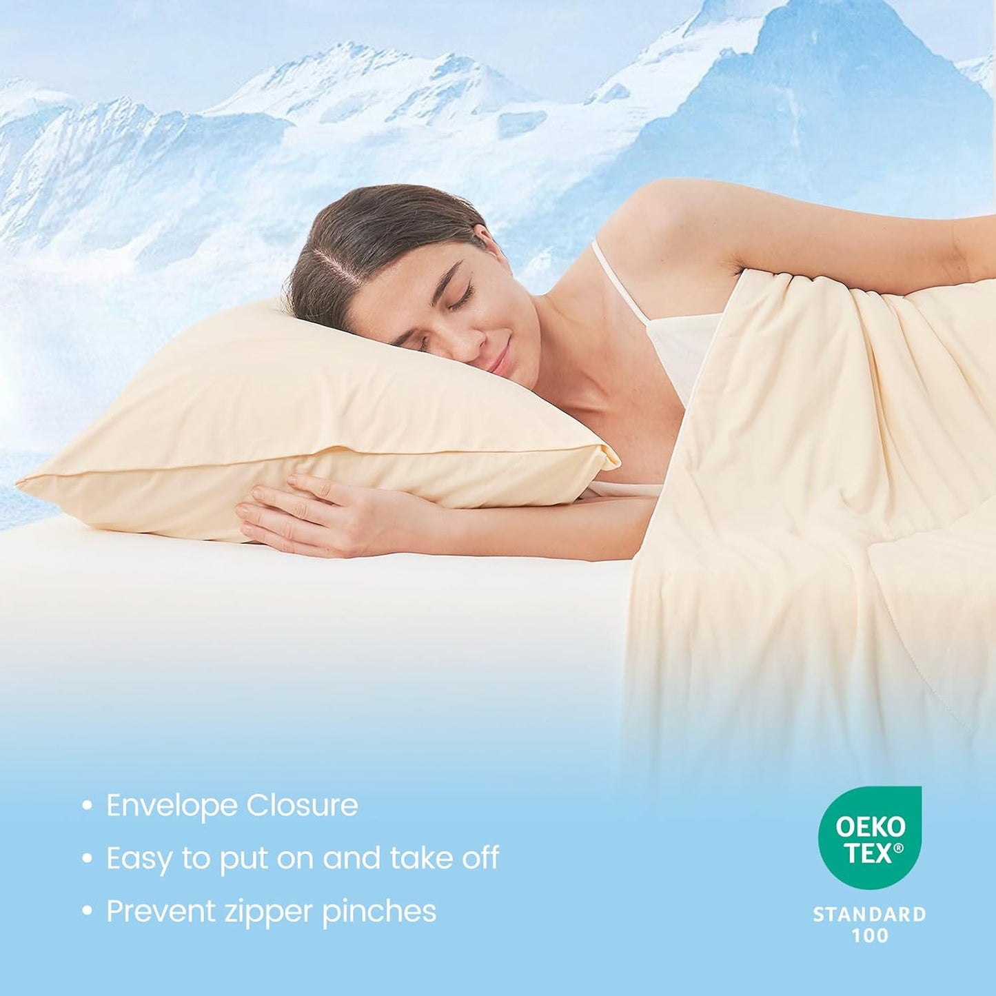 2pcs Premium Cooling Pillow Cases Set for Hot Sleepers & Night Sweats, Q-Max 0.5 Silky Wrinkle-Free Pillow Covers with Envelope Closure, Standard Yellow 20"x26"