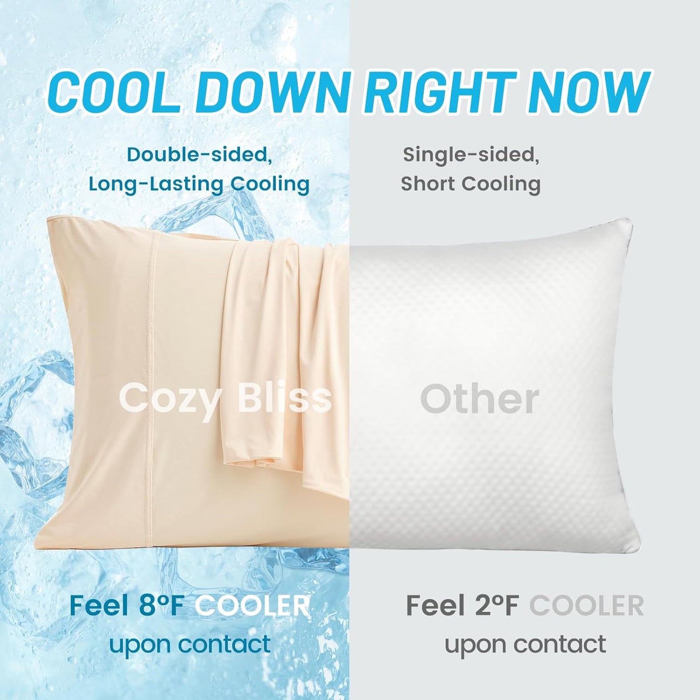 2pcs Premium Cooling Pillow Cases Set for Hot Sleepers & Night Sweats, Q-Max 0.5 Silky Wrinkle-Free Pillow Covers with Envelope Closure, Standard Yellow 20"x26"