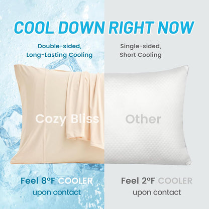 2pcs Premium Cooling Pillow Cases Set for Hot Sleepers & Night Sweats, Q-Max 0.5 Silky Wrinkle-Free Pillow Covers with Envelope Closure, Standard Yellow 20"x26"