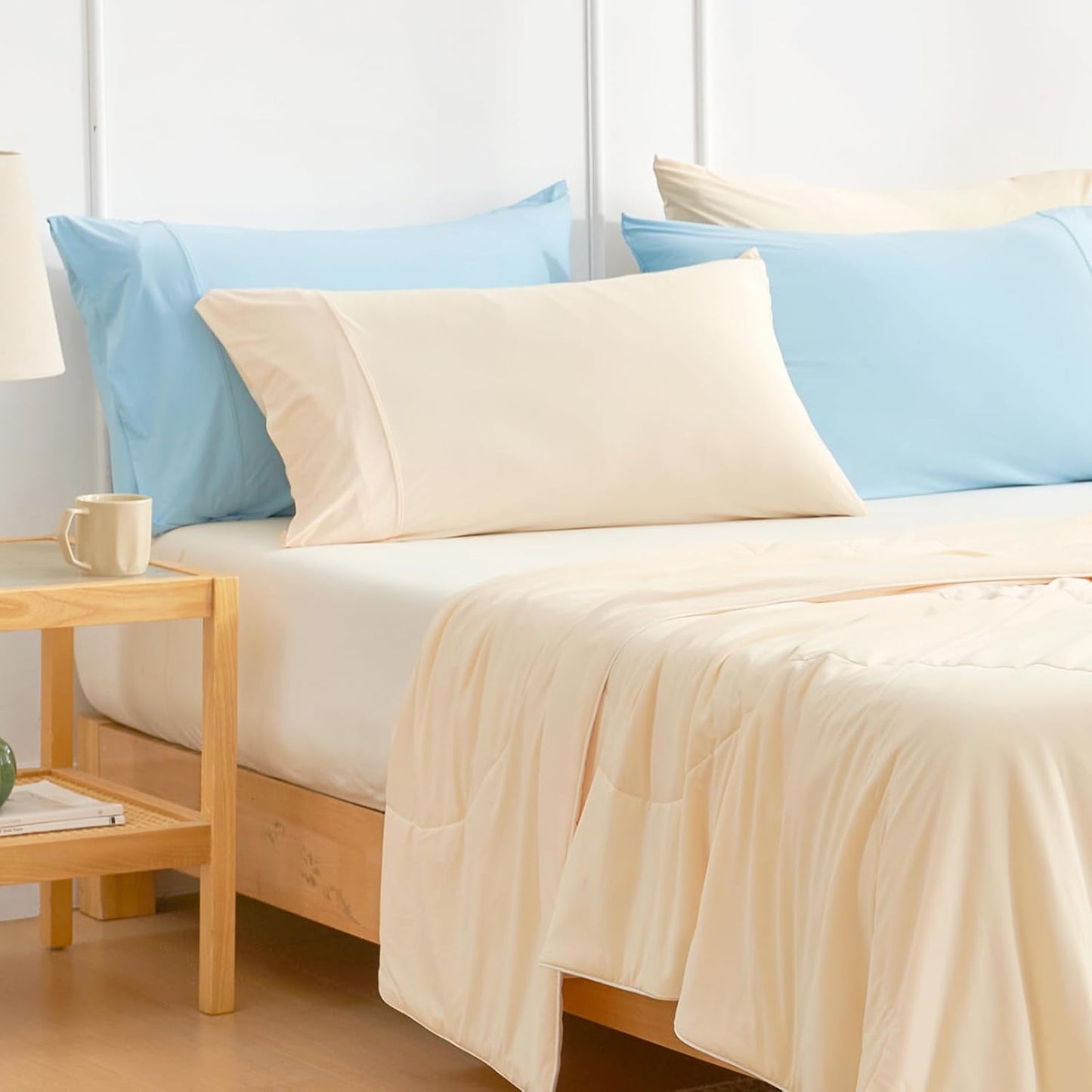 2pcs Premium Cooling Pillow Cases Set for Hot Sleepers & Night Sweats, Q-Max 0.5 Silky Wrinkle-Free Pillow Covers with Envelope Closure, Standard Yellow 20"x26"