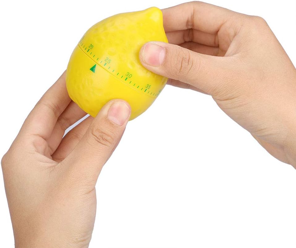 Lemon Mechanical Kitchen Timer, Cute Lemon Timer for Kids, Wind Up 60 Minutes Manual Countdown for Classroom, Home, Study and Cooking, 6.2x6.2x8cm