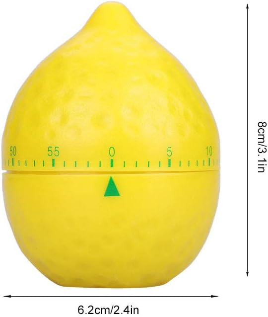 Lemon Mechanical Kitchen Timer, Cute Lemon Timer for Kids, Wind Up 60 Minutes Manual Countdown for Classroom, Home, Study and Cooking, 6.2x6.2x8cm