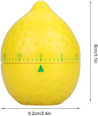 Lemon Mechanical Kitchen Timer, Cute Lemon Timer for Kids, Wind Up 60 Minutes Manual Countdown for Classroom, Home, Study and Cooking, 6.2x6.2x8cm