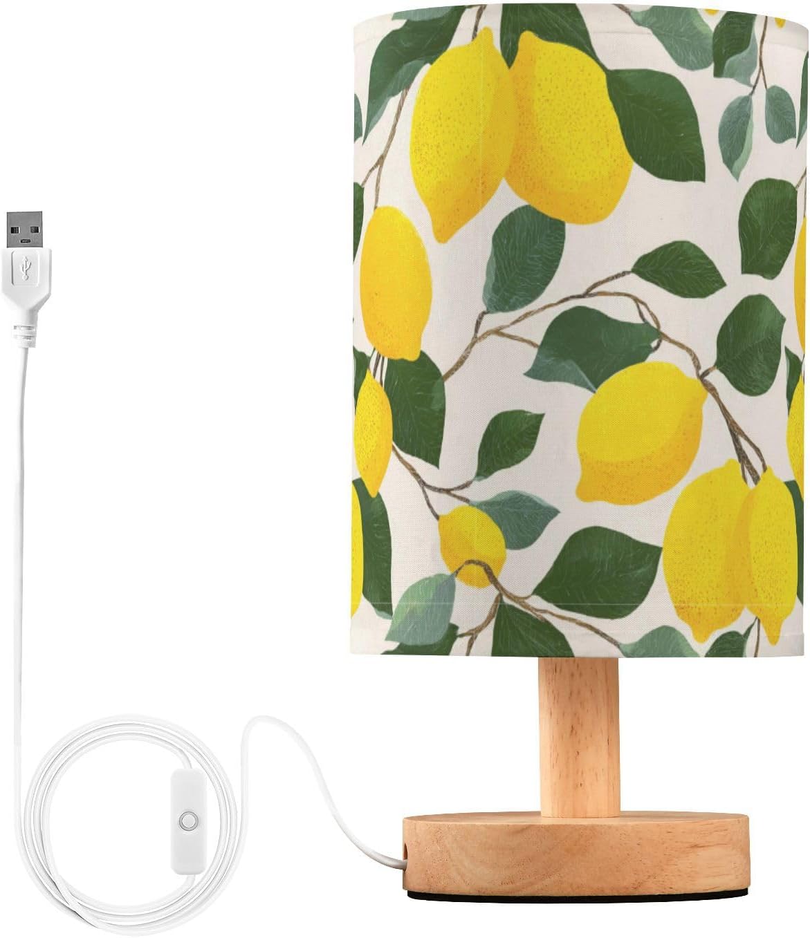 Bedside Table Lamp Lemon Yellow Citrus Fruits (85) Kids Nightstand Lamp Night Light Fabric Shade for Bedroom Living Room Home Office