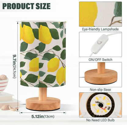 Bedside Table Lamp Lemon Yellow Citrus Fruits (85) Kids Nightstand Lamp Night Light Fabric Shade for Bedroom Living Room Home Office