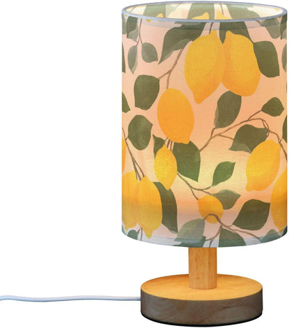 Bedside Table Lamp Lemon Yellow Citrus Fruits (85) Kids Nightstand Lamp Night Light Fabric Shade for Bedroom Living Room Home Office