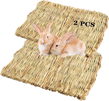 6 Pack Rabbit Grass Mat,Bunny Natural Straw Woven Bed,Small Animal Cages Hay Nest Sleeping,Chewing,Nesting and Toys for Rabbits Guinea Pig Hamster Hedgehog and Squirrel Bed Mat