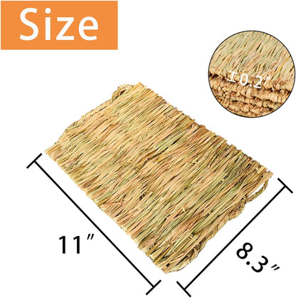 6 Pack Rabbit Grass Mat,Bunny Natural Straw Woven Bed,Small Animal Cages Hay Nest Sleeping,Chewing,Nesting and Toys for Rabbits Guinea Pig Hamster Hedgehog and Squirrel Bed Mat