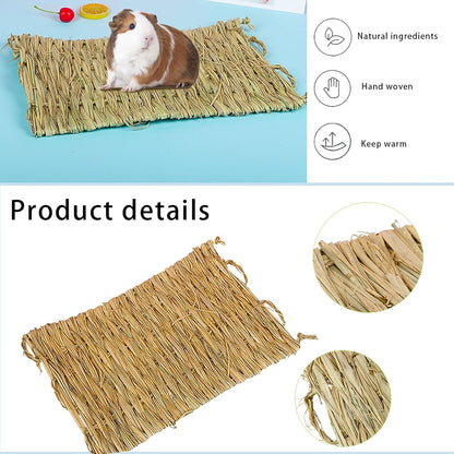 6 Pack Rabbit Grass Mat,Bunny Natural Straw Woven Bed,Small Animal Cages Hay Nest Sleeping,Chewing,Nesting and Toys for Rabbits Guinea Pig Hamster Hedgehog and Squirrel Bed Mat