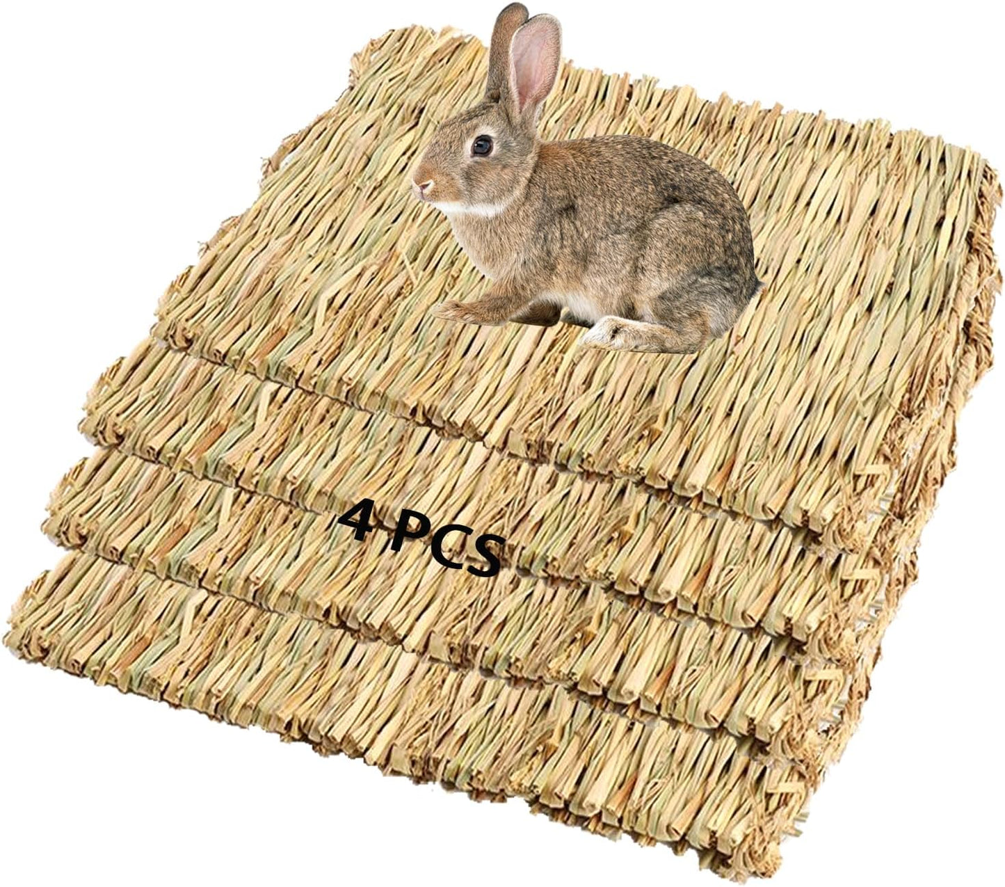 6 Pack Rabbit Grass Mat,Bunny Natural Straw Woven Bed,Small Animal Cages Hay Nest Sleeping,Chewing,Nesting and Toys for Rabbits Guinea Pig Hamster Hedgehog and Squirrel Bed Mat