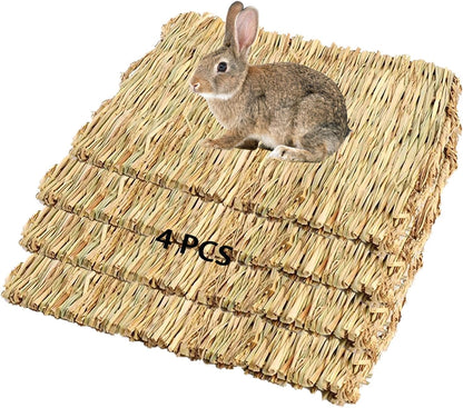 6 Pack Rabbit Grass Mat,Bunny Natural Straw Woven Bed,Small Animal Cages Hay Nest Sleeping,Chewing,Nesting and Toys for Rabbits Guinea Pig Hamster Hedgehog and Squirrel Bed Mat