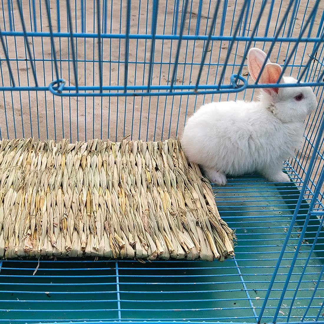 6 Pack Rabbit Grass Mat,Bunny Natural Straw Woven Bed,Small Animal Cages Hay Nest Sleeping,Chewing,Nesting and Toys for Rabbits Guinea Pig Hamster Hedgehog and Squirrel Bed Mat