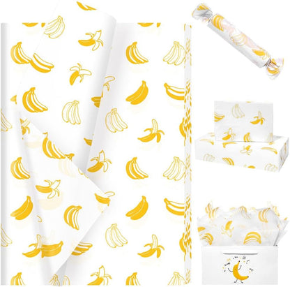 100 Sheets Banana Tissue Paper for Gift Bags, Cute Fruit Pattern Gift Wrapping Paper for Birthday, Summer, Wedding, Baby Shower, Art Craft, Party Favor Decoration, 14 x 20 in