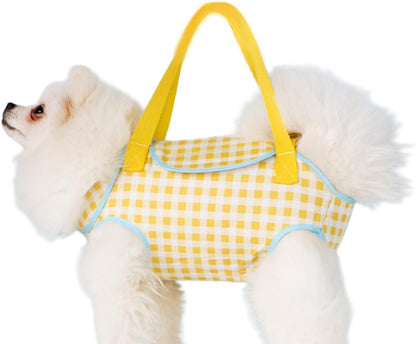Pet Bag Carrier Sling Cat Carrier, Hands Free Shoulder Crossbody Dog Carrier Pouch, Cat Sling Carrier Outdoor Travel Yellow Grid L