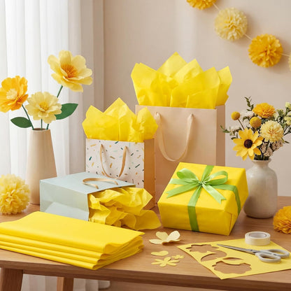 500 Sheets Yellow Tissue Paper Bulk for Gift Bags 15 x 20 Inch Acid Free Wrapping Sheets for Back to School, Fall Harvest, Sunflower Wedding, Birthday, Gift Bag Filler, DIY Crafts