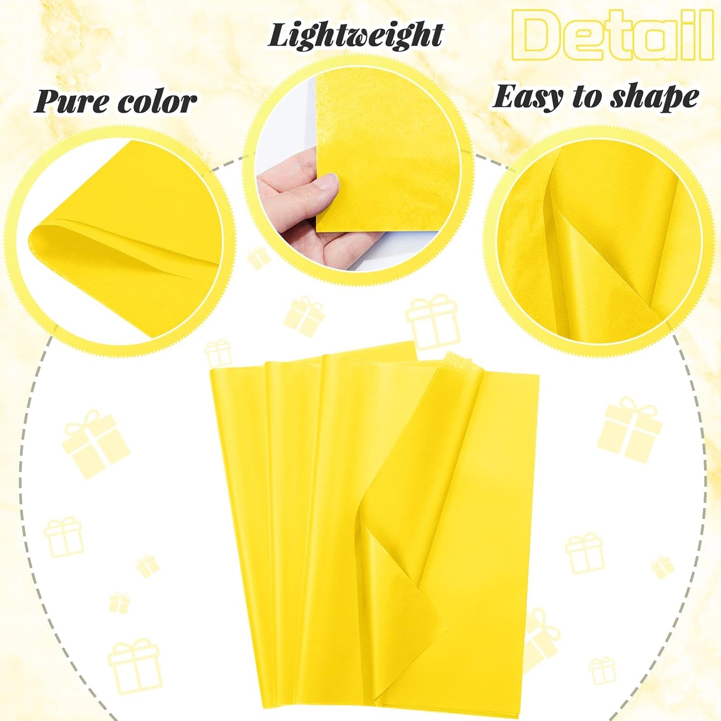 500 Sheets Yellow Tissue Paper Bulk for Gift Bags 15 x 20 Inch Acid Free Wrapping Sheets for Back to School, Fall Harvest, Sunflower Wedding, Birthday, Gift Bag Filler, DIY Crafts