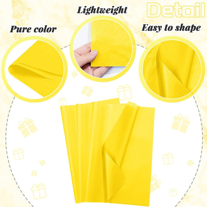 500 Sheets Yellow Tissue Paper Bulk for Gift Bags 15 x 20 Inch Acid Free Wrapping Sheets for Back to School, Fall Harvest, Sunflower Wedding, Birthday, Gift Bag Filler, DIY Crafts