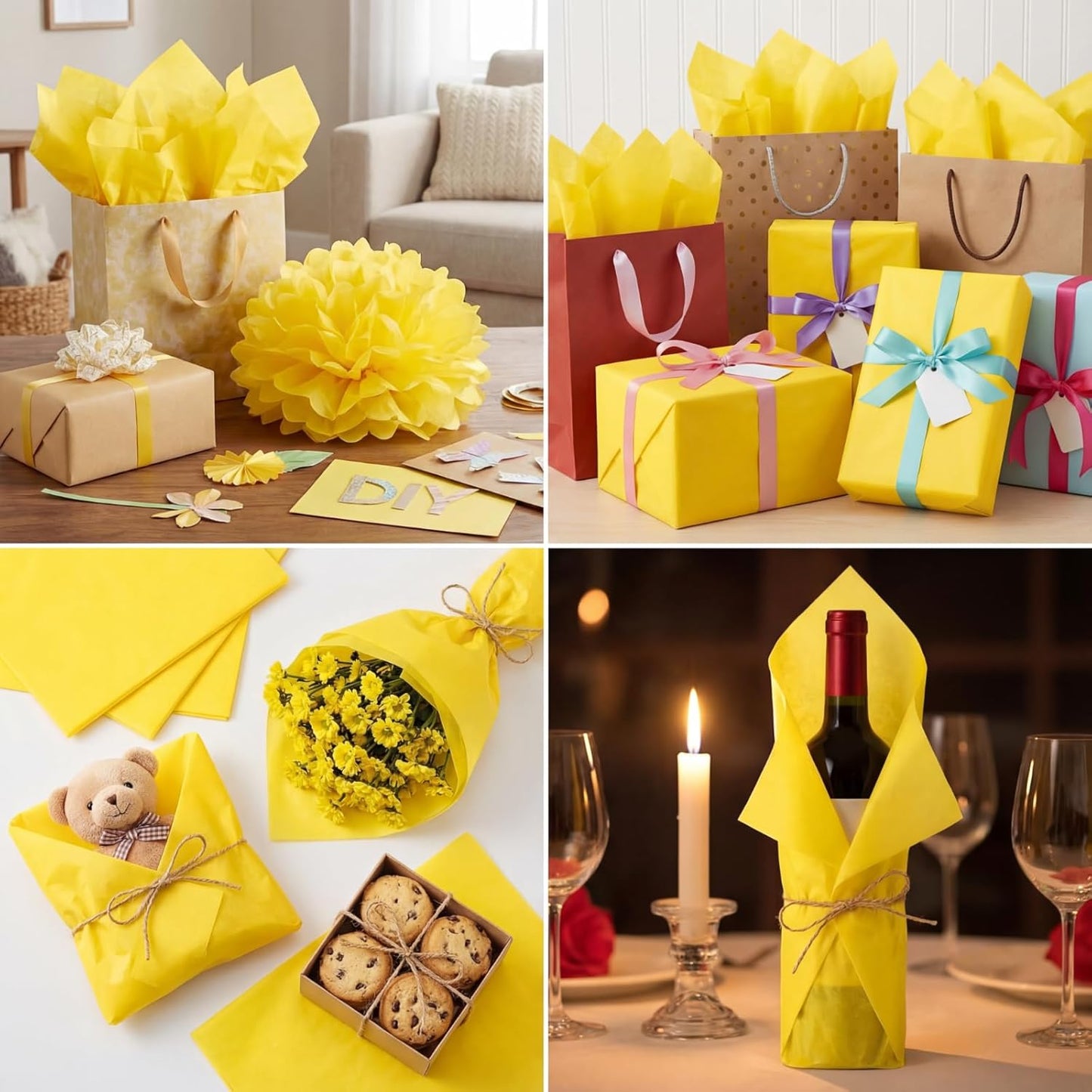 500 Sheets Yellow Tissue Paper Bulk for Gift Bags 15 x 20 Inch Acid Free Wrapping Sheets for Back to School, Fall Harvest, Sunflower Wedding, Birthday, Gift Bag Filler, DIY Crafts