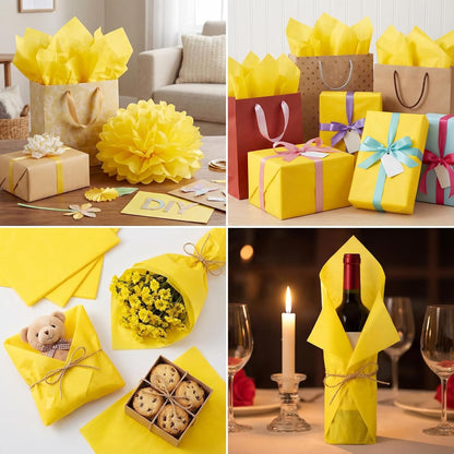 500 Sheets Yellow Tissue Paper Bulk for Gift Bags 15 x 20 Inch Acid Free Wrapping Sheets for Back to School, Fall Harvest, Sunflower Wedding, Birthday, Gift Bag Filler, DIY Crafts