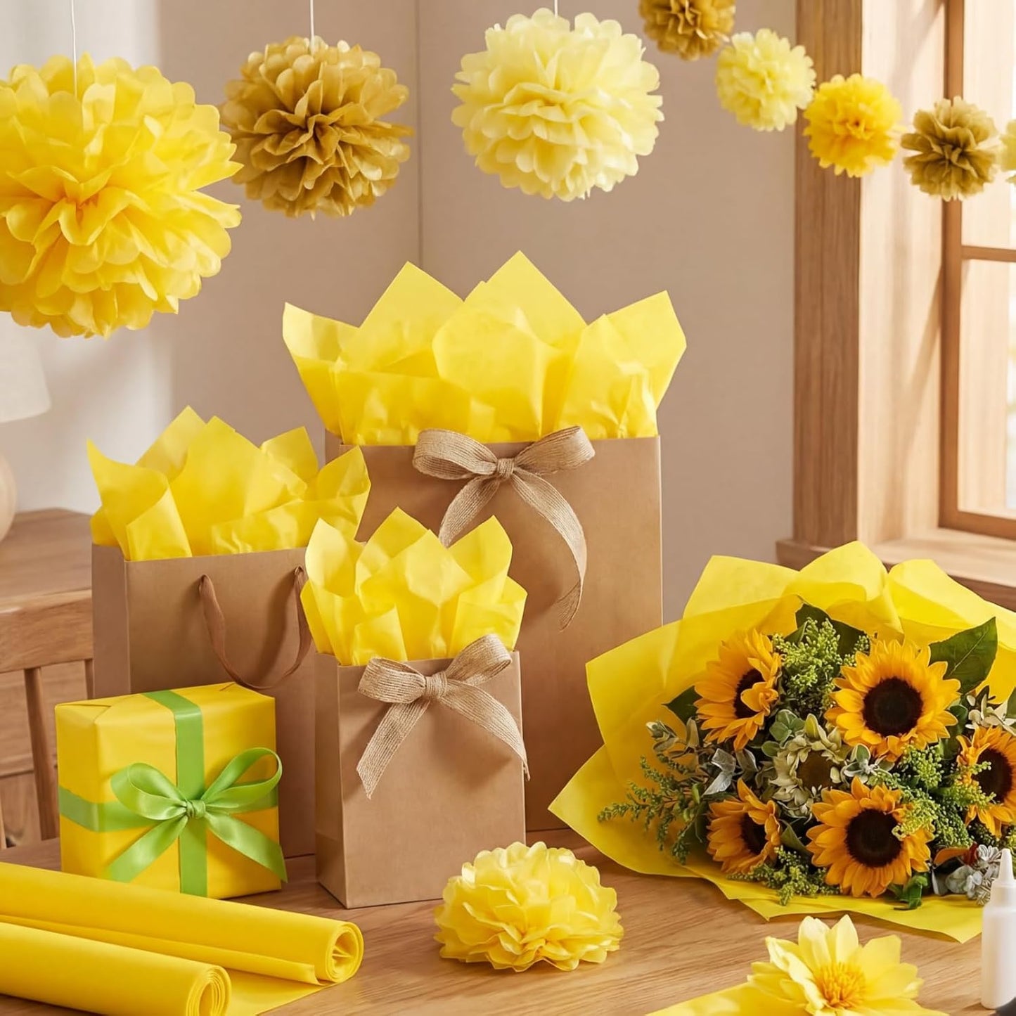 500 Sheets Yellow Tissue Paper Bulk for Gift Bags 15 x 20 Inch Acid Free Wrapping Sheets for Back to School, Fall Harvest, Sunflower Wedding, Birthday, Gift Bag Filler, DIY Crafts
