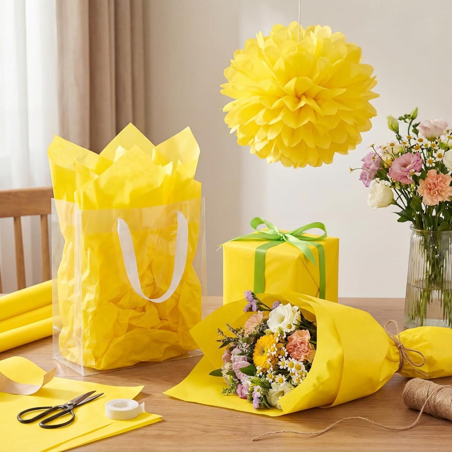 500 Sheets Yellow Tissue Paper Bulk for Gift Bags 15 x 20 Inch Acid Free Wrapping Sheets for Back to School, Fall Harvest, Sunflower Wedding, Birthday, Gift Bag Filler, DIY Crafts