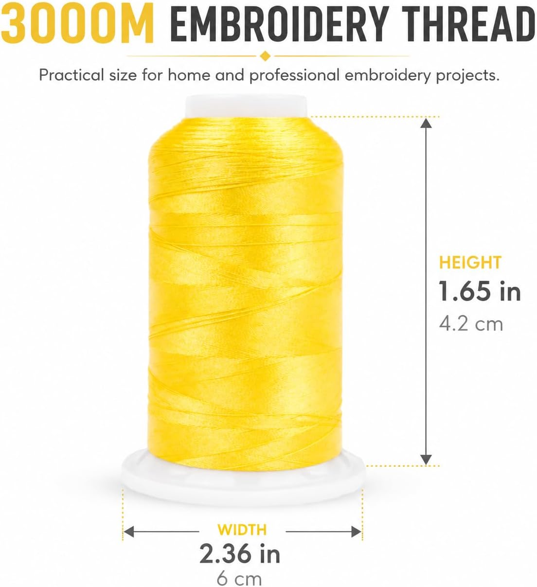 6 Spools 3000 Yds 40WT Polyester Embroidery Thread Yellow Set | 6-spool yellow series offers 40WT polyester thread for home and commercial embroidery machines, lettering, and patches.