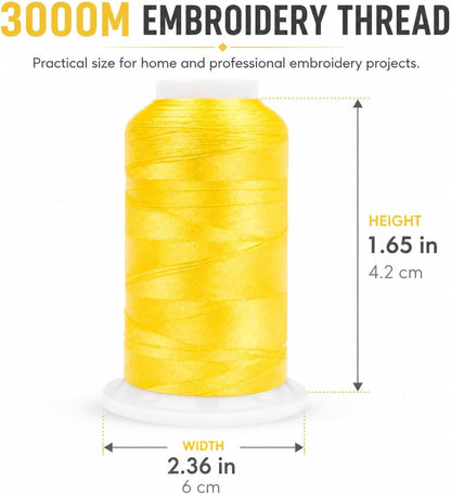 6 Spools 3000 Yds 40WT Polyester Embroidery Thread Yellow Set | 6-spool yellow series offers 40WT polyester thread for home and commercial embroidery machines, lettering, and patches.