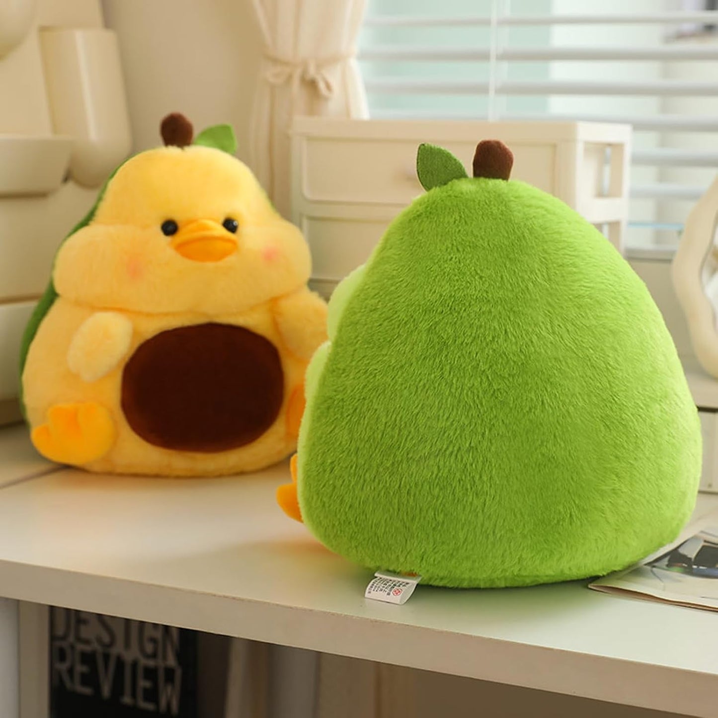 Cute Yellow Duck Avocado Plush Pillow 16 Inch Kawaii Stuffed Animal Plush Soft Plushies Gifts (Yellow, Large)