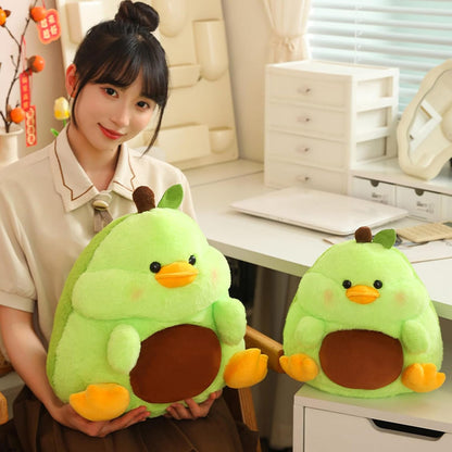 Cute Yellow Duck Avocado Plush Pillow 16 Inch Kawaii Stuffed Animal Plush Soft Plushies Gifts (Yellow, Large)