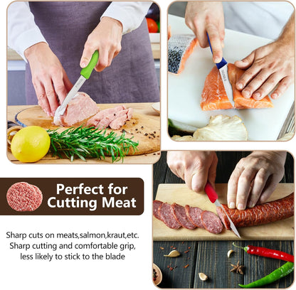 Paring Knife,Stainless Steel Paring Knives Set of 6,Super Sharp Vegetable&Fruit Knife,Straight Edge Paring Knifes,PP Plastic Ergonomic Handle,Yellow Peeling Knifes