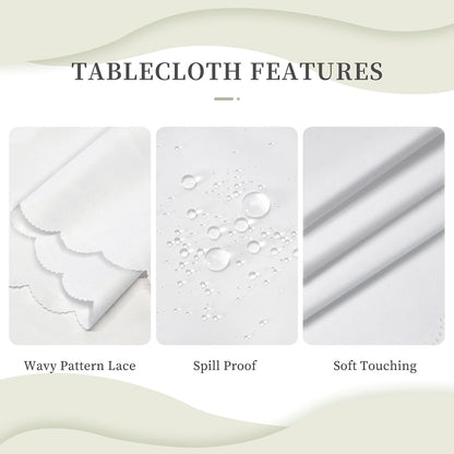 Yellow Lemon & Floral Round Tablecloth 60 Inch,Wavy Lace Edge Waterproof Table Cover Spill Proof Wrinkle Resistant Dining Table Cover for Kitchen Party Wedding Decor