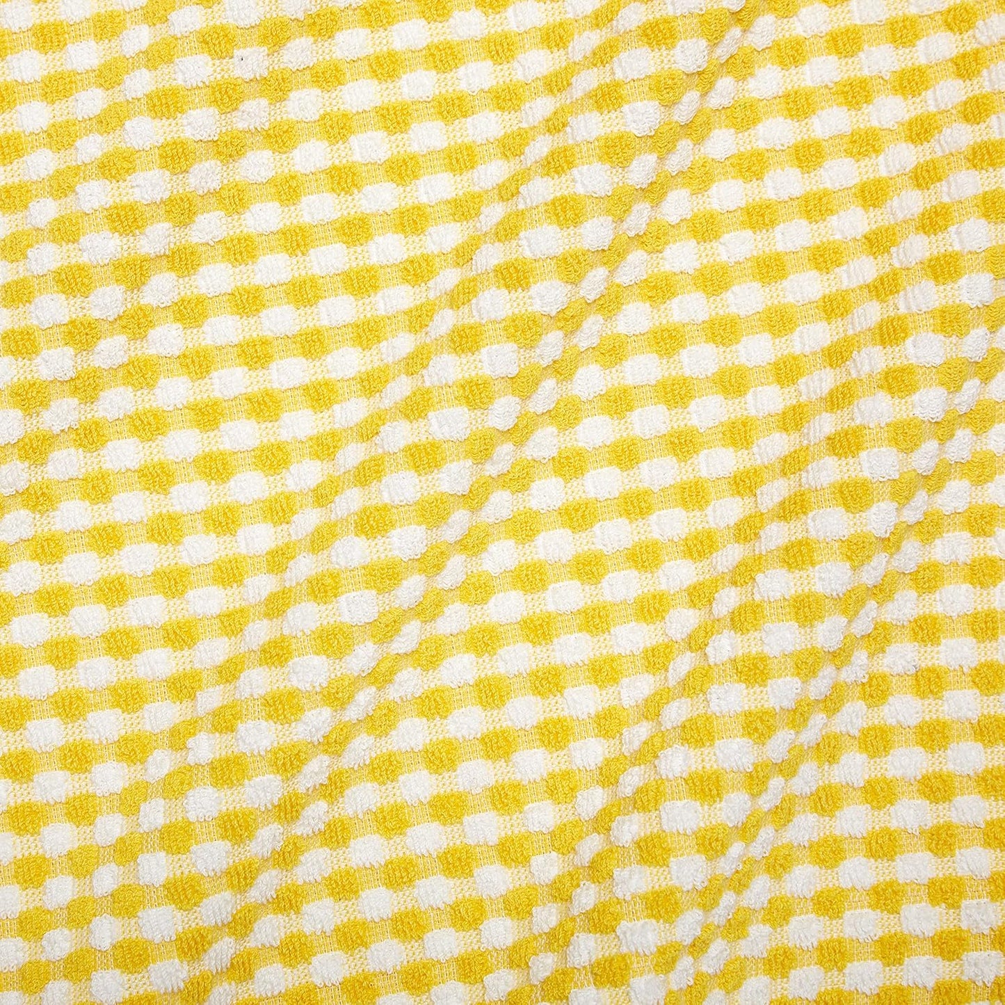 Gingham Check Terrycloth Kitchen Dish Towel Absorbent Large 18 x 28 Inches with Hanging Loop, Set of 4 (Lemon Yellow)