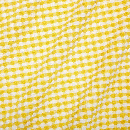 Gingham Check Terrycloth Kitchen Dish Towel Absorbent Large 18 x 28 Inches with Hanging Loop, Set of 4 (Lemon Yellow)