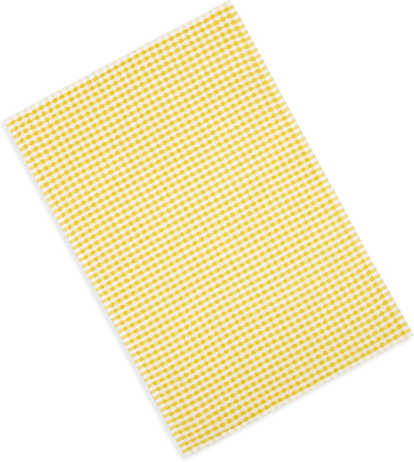 Gingham Check Terrycloth Kitchen Dish Towel Absorbent Large 18 x 28 Inches with Hanging Loop, Set of 4 (Lemon Yellow)