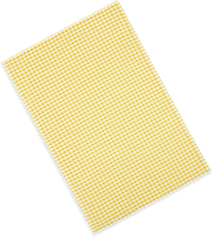 Gingham Check Terrycloth Kitchen Dish Towel Absorbent Large 18 x 28 Inches with Hanging Loop, Set of 4 (Lemon Yellow)