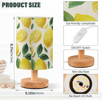 Bedside Table Lamp Lemon Yellow Citrus Fruits (55) Kids Nightstand Lamp Night Light Fabric Shade for Bedroom Living Room Home Office