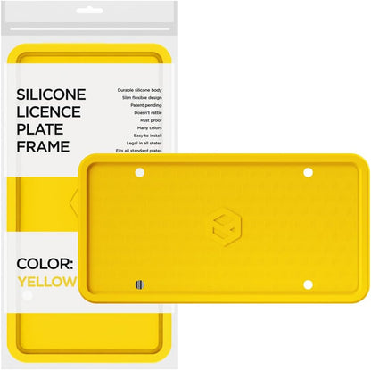 Car Plate Frame, Silicone License Plate Frame, Rust-Proof Rattle-Proof Weather-Proof License Plate Holder for Front or Rear, Yellow, 1 Pack