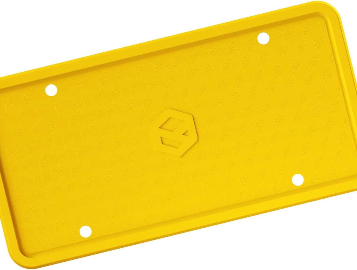 Car Plate Frame, Silicone License Plate Frame, Rust-Proof Rattle-Proof Weather-Proof License Plate Holder for Front or Rear, Yellow, 1 Pack