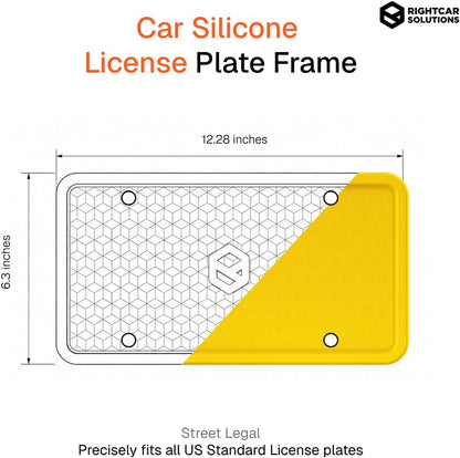 Car Plate Frame, Silicone License Plate Frame, Rust-Proof Rattle-Proof Weather-Proof License Plate Holder for Front or Rear, Yellow, 1 Pack