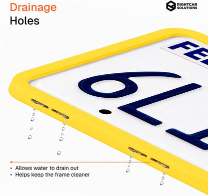 Car Plate Frame, Silicone License Plate Frame, Rust-Proof Rattle-Proof Weather-Proof License Plate Holder for Front or Rear, Yellow, 1 Pack