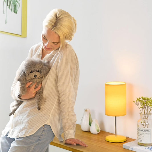 Alee Modern Set of 2 Yellow Table Lamps for Living Room & Bedroom, 4.33H12.21IN, Bulb Excluded