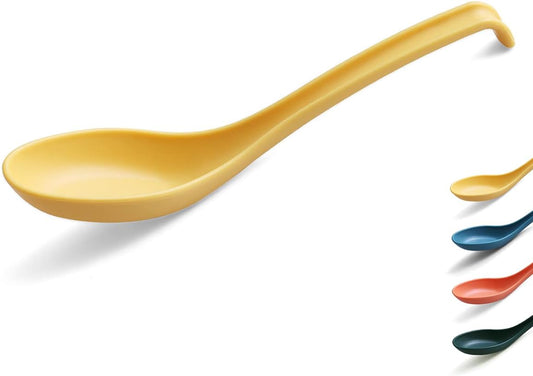 Soup Spoon, ECO Friendly Dinner Spoon,Made of Food Grade PP, BPA Free,Easy Clean,Dishwasher Safe Set of 12(Gold Yellow)