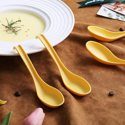 Soup Spoon, ECO Friendly Dinner Spoon,Made of Food Grade PP, BPA Free,Easy Clean,Dishwasher Safe Set of 12(Gold Yellow)