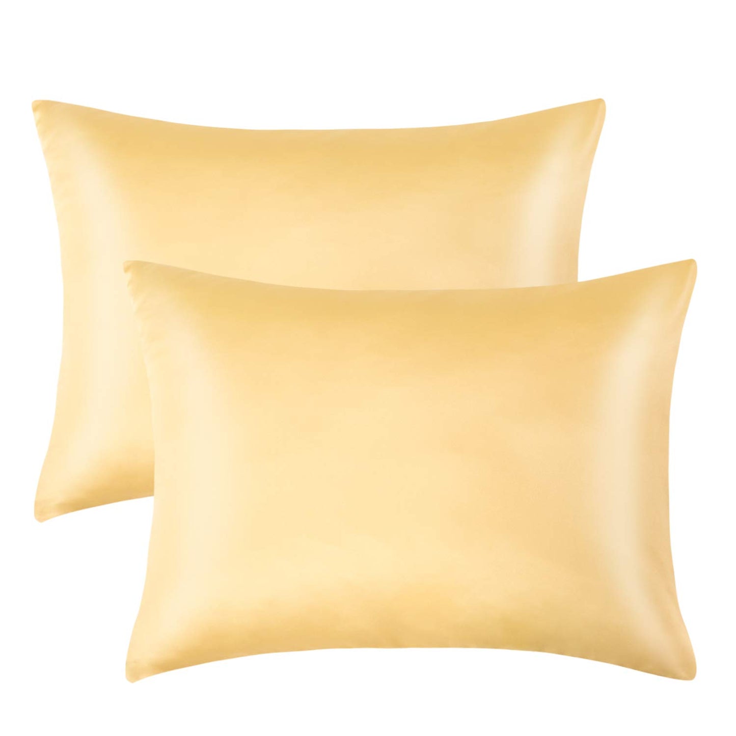 2 Pack Zippered Satin Toddler Pillowcases, 13x18 Inches, Luxury and Silky Soft Travel Zip Pillow Cases for Boys and Girls, Yellow