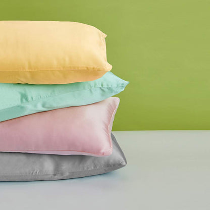 2 Pack Zippered Satin Toddler Pillowcases, 13x18 Inches, Luxury and Silky Soft Travel Zip Pillow Cases for Boys and Girls, Yellow