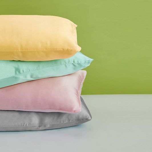 2 Pack Zippered Satin Toddler Pillowcases, 13x18 Inches, Luxury and Silky Soft Travel Zip Pillow Cases for Boys and Girls, Yellow